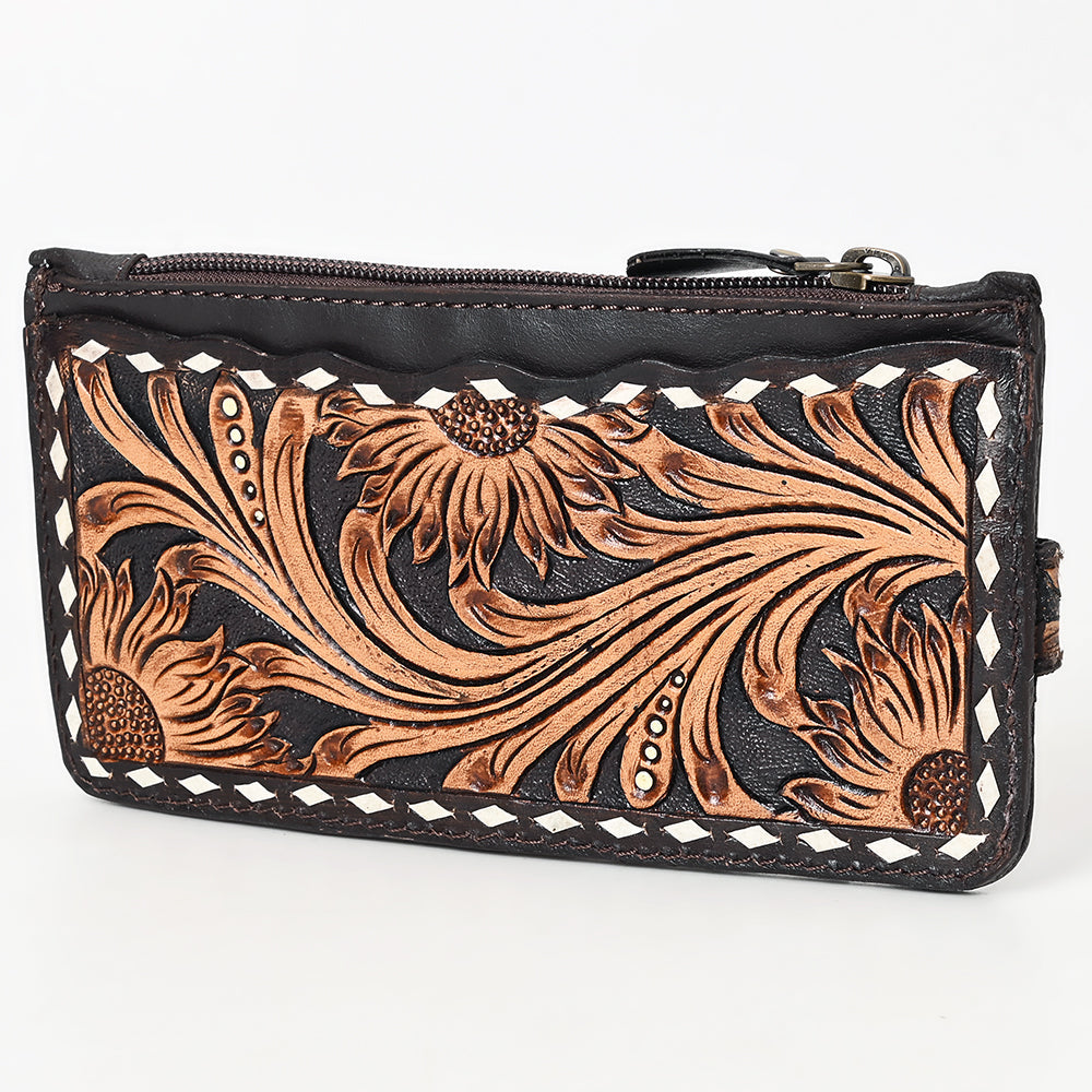 American Darling Card Holder Hand Tooled Genuine Leather
