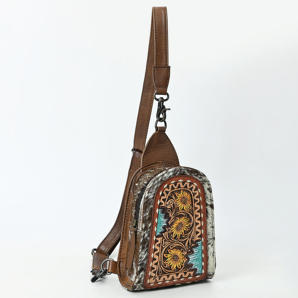 American Darling Sling Beautifully Hand Tooled Hair-On Genuine Leather