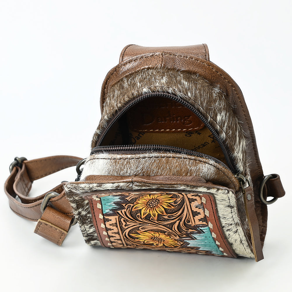 American Darling Sling Beautifully Hand Tooled Hair-On Genuine Leather