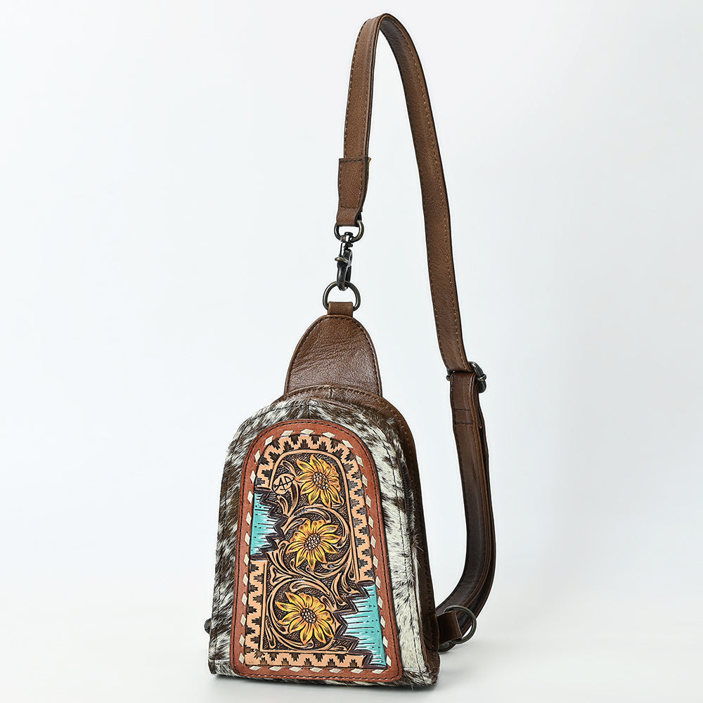 American Darling Sling Beautifully Hand Tooled Hair-On Genuine Leather