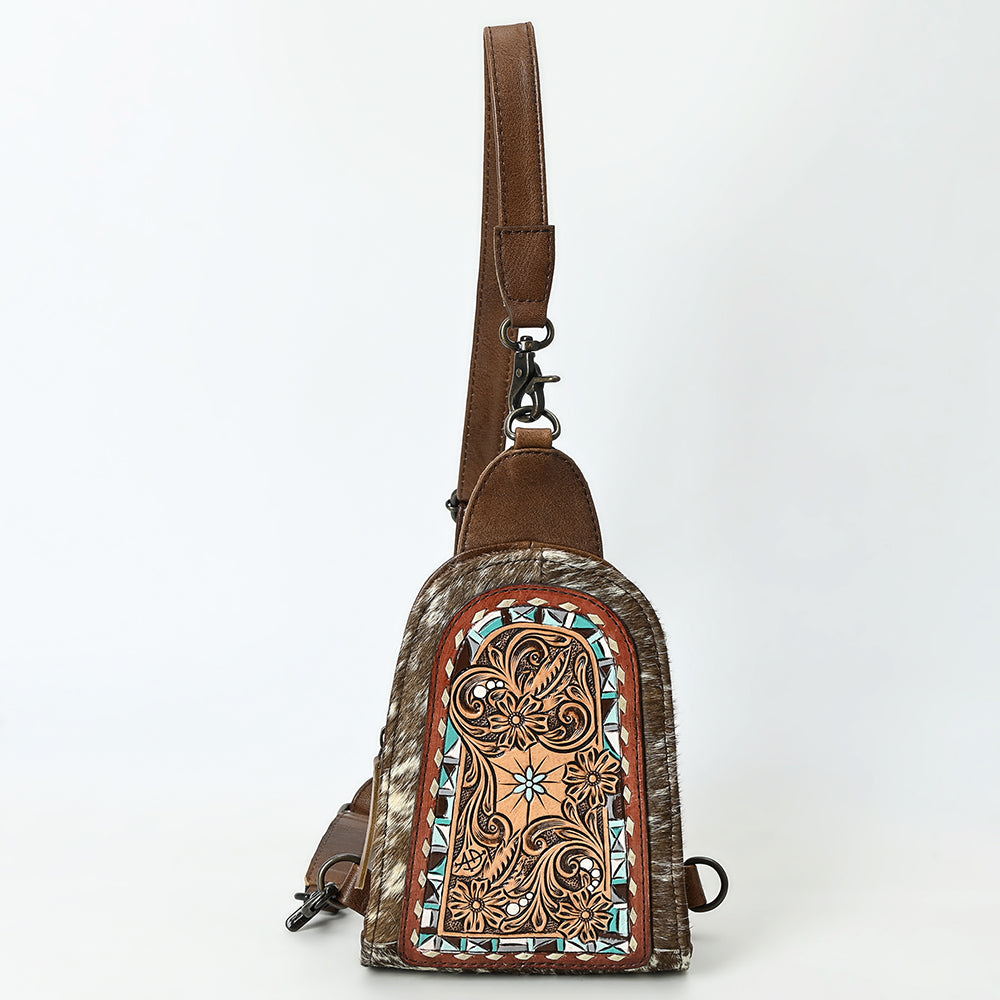 American Darling Sling Beautifully Hand Tooled Hair-On Genuine Leather