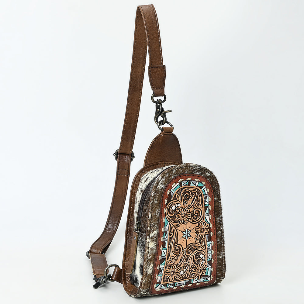 American Darling Sling Beautifully Hand Tooled Hair-On Genuine Leather