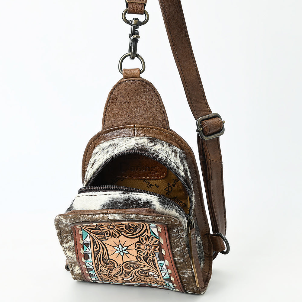 American Darling Sling Beautifully Hand Tooled Hair-On Genuine Leather