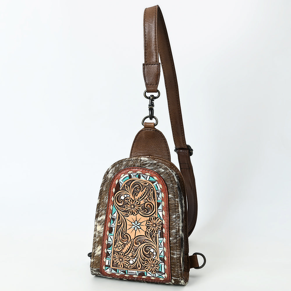 American Darling Sling Beautifully Hand Tooled Hair-On Genuine Leather