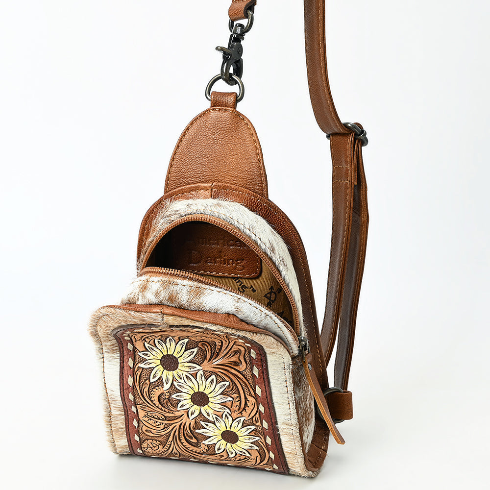American Darling Sling Beautifully Hand Tooled Hair-On Genuine Leather