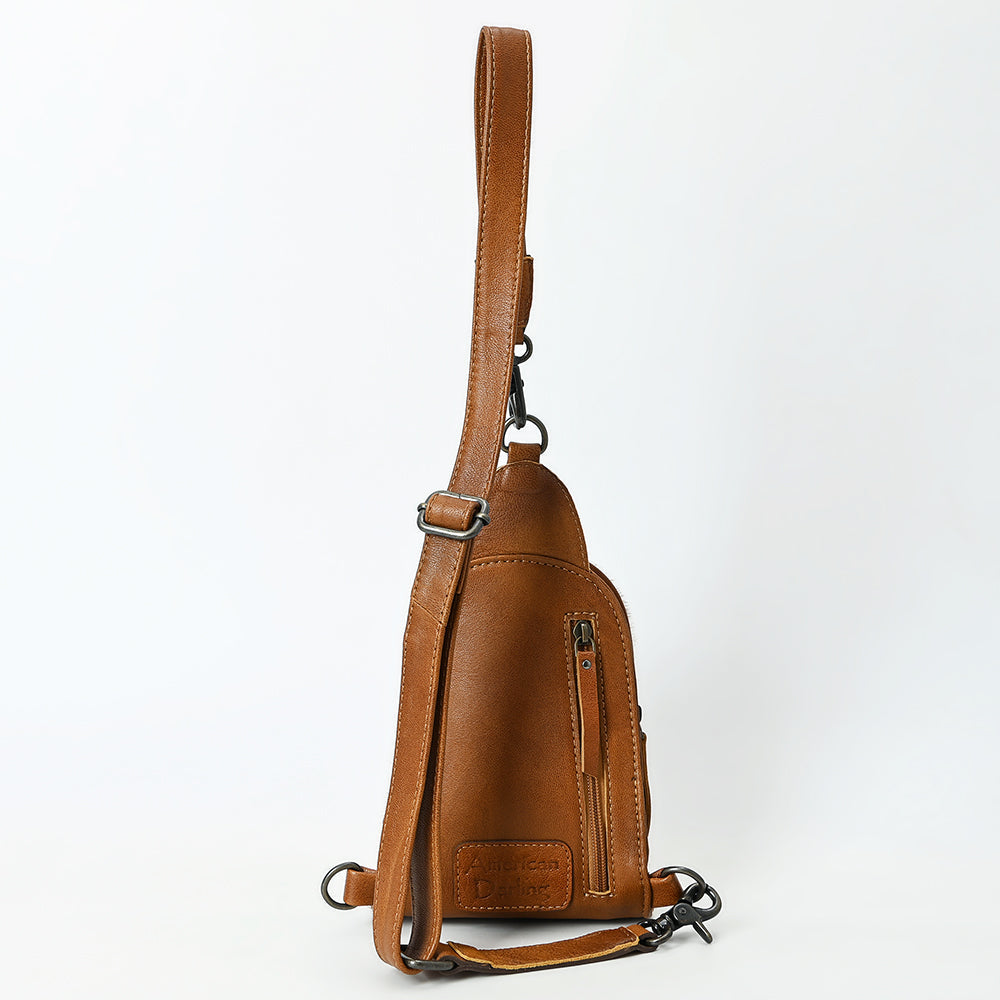 American Darling Sling Beautifully Hand Tooled Hair-On Genuine Leather