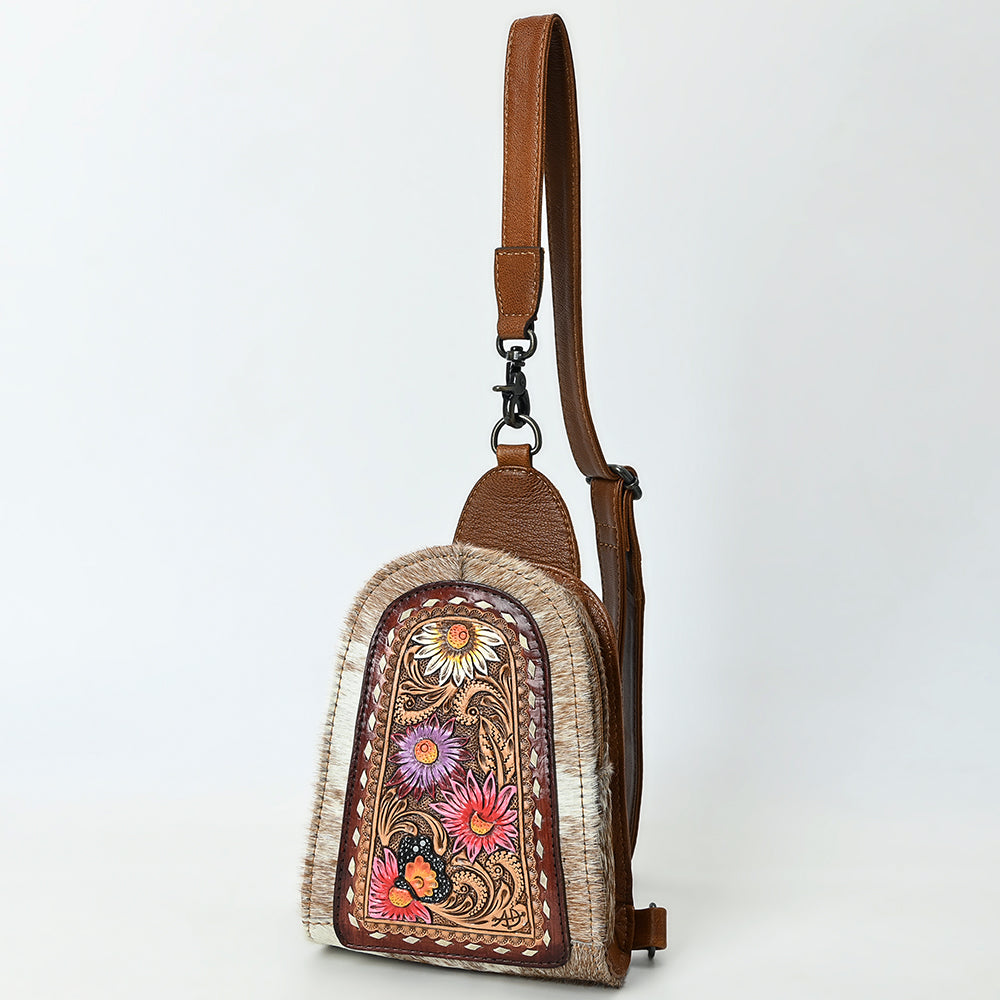 American Darling Sling Beautifully Hand Tooled Hair-On Genuine Leather