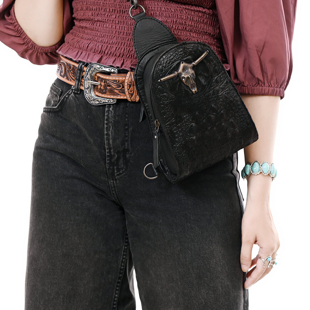 American Darling Sling Hair-On Crocodile embossed Genuine Leather