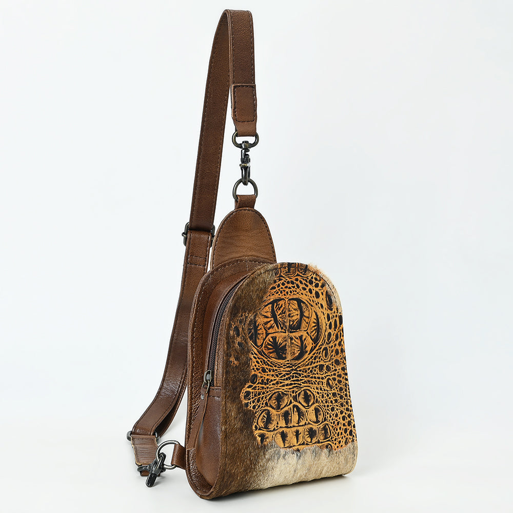 American Darling Sling Hair-On Crocodile embossed Genuine Leather
