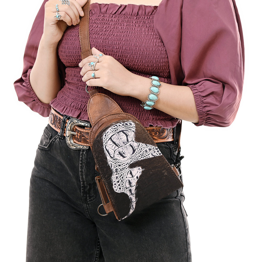 American Darling Sling Hair-On Crocodile embossed Genuine Leather