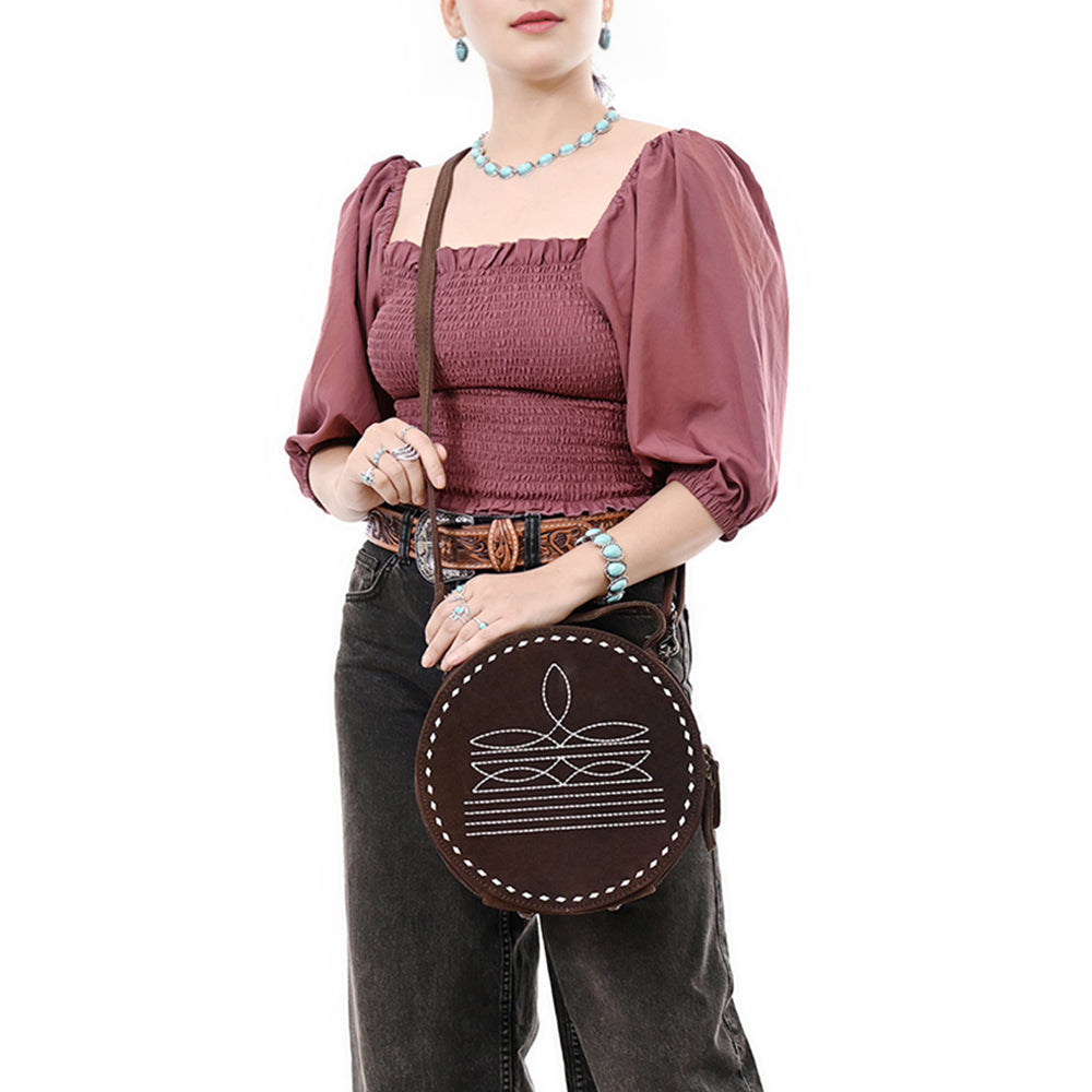 American Darling Genuine Suede Leather Women Canteen Bag Western Handbag Purse | Travel Clutch