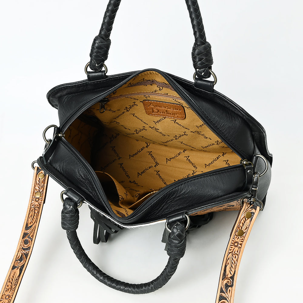 American Darling Tote Beautifully Hand Tooled Hair-On Genuine Leather
