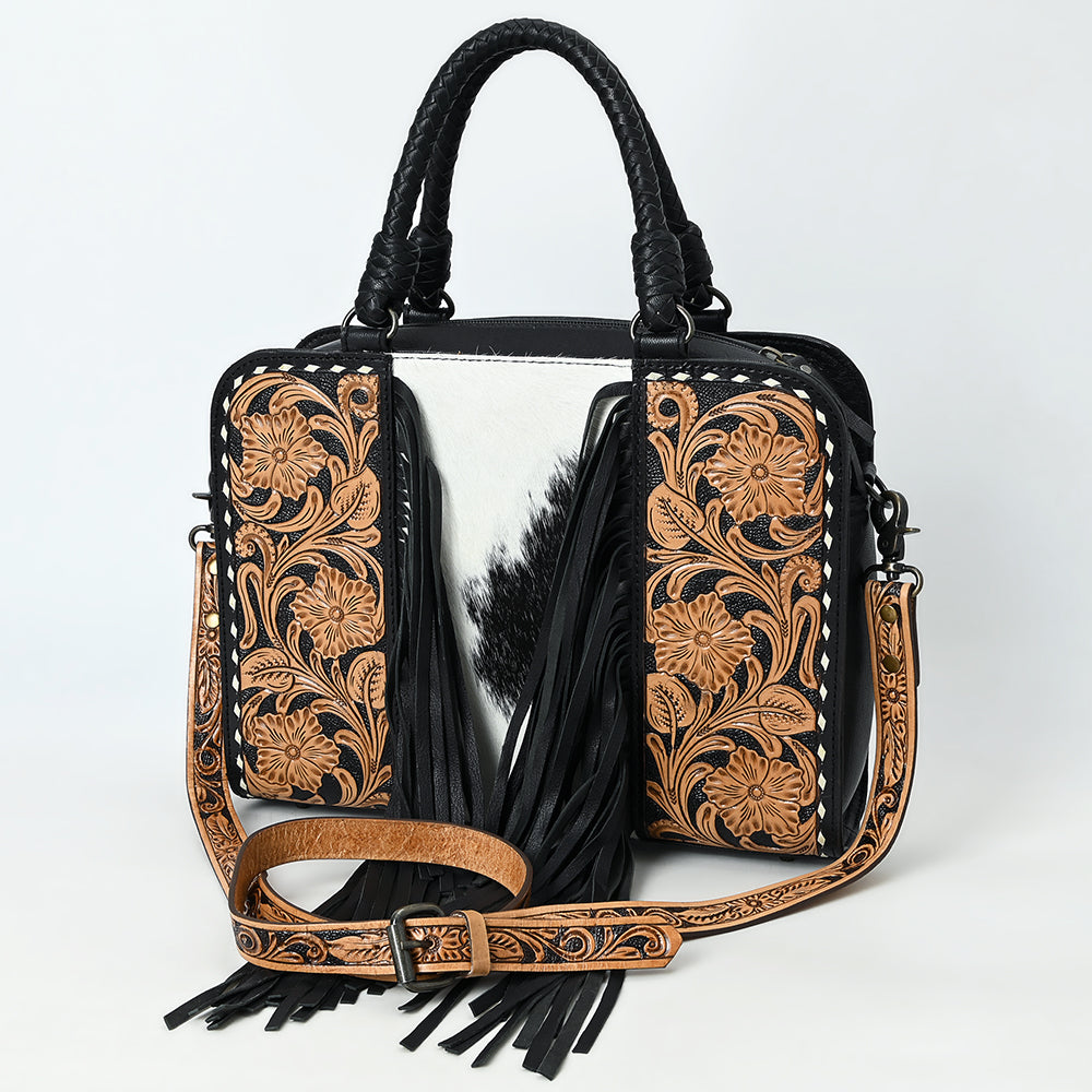 American Darling Tote Beautifully Hand Tooled Hair-On Genuine Leather
