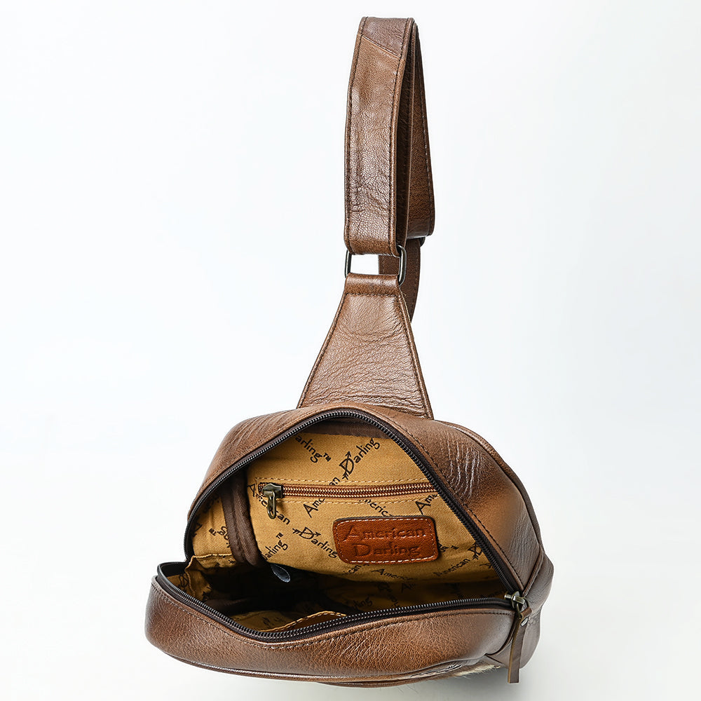 American Darling Sling Beautifully Hand Tooled Hair-On Genuine Leather