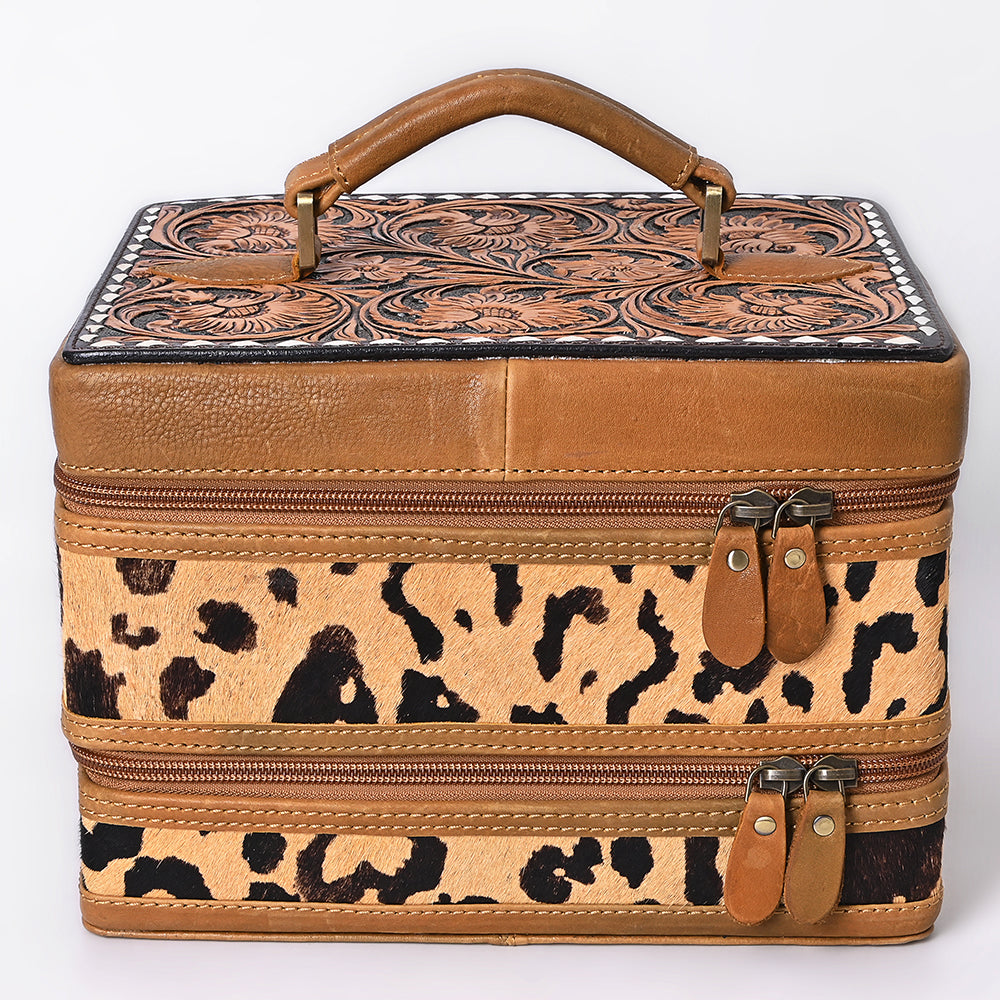 American Darling Jewelry Case Hand Tooled Hair On Genuine Leather Women Bag Western Handbag Purse |