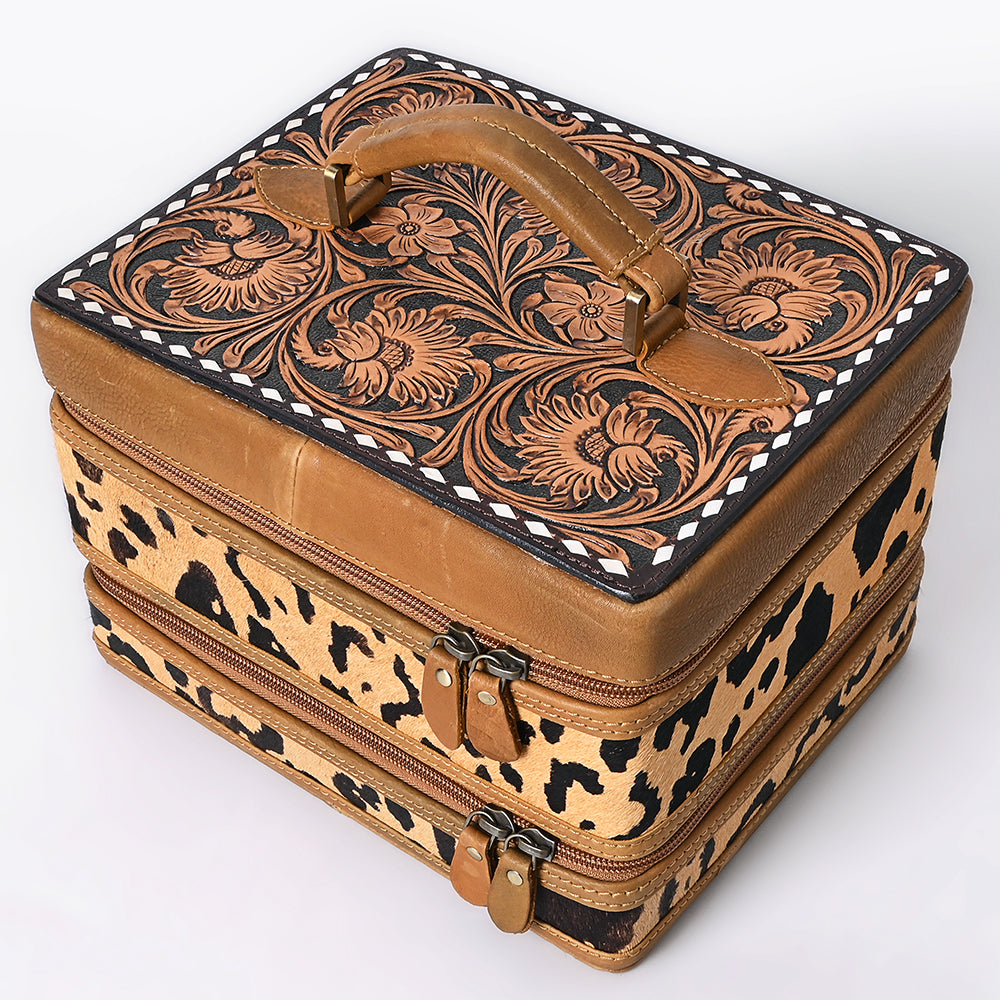 American Darling Jewelry Case Hand Tooled Hair On Genuine Leather Women Bag Western Handbag Purse |