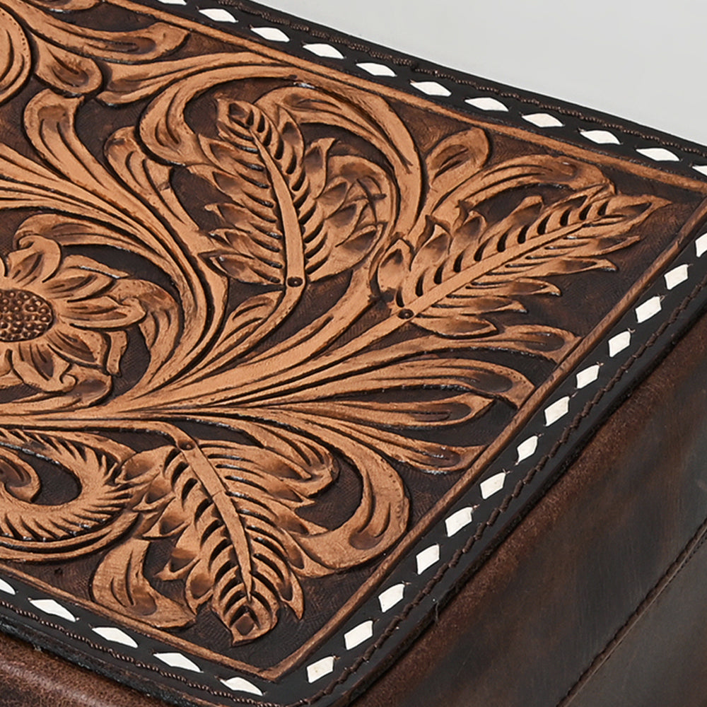 American Darling Jewelry Case Hand Tooled Genuine Leather