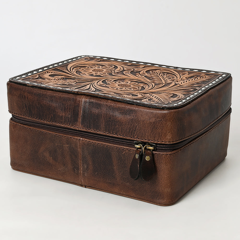 American Darling Jewelry Case Hand Tooled Genuine Leather