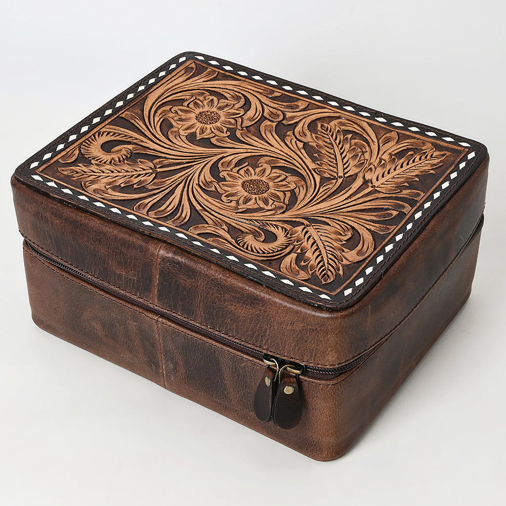 American Darling Jewelry Case Hand Tooled Genuine Leather