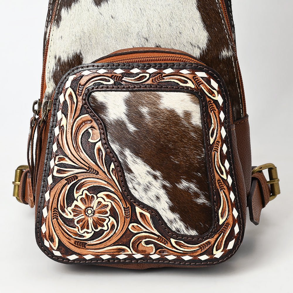 American Darling Hand-Tooled Hair-On Genuine Leather Sling Bag