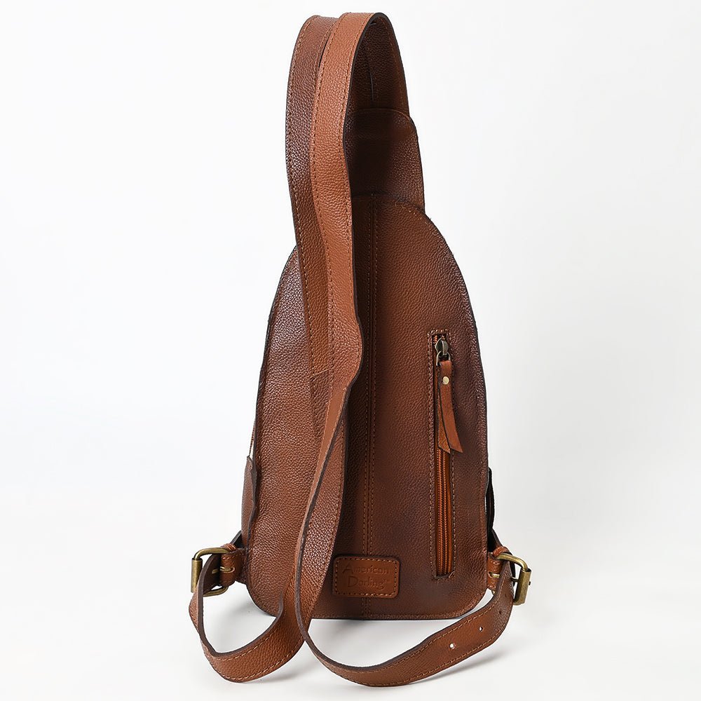 American Darling Hand-Tooled Hair-On Genuine Leather Sling Bag