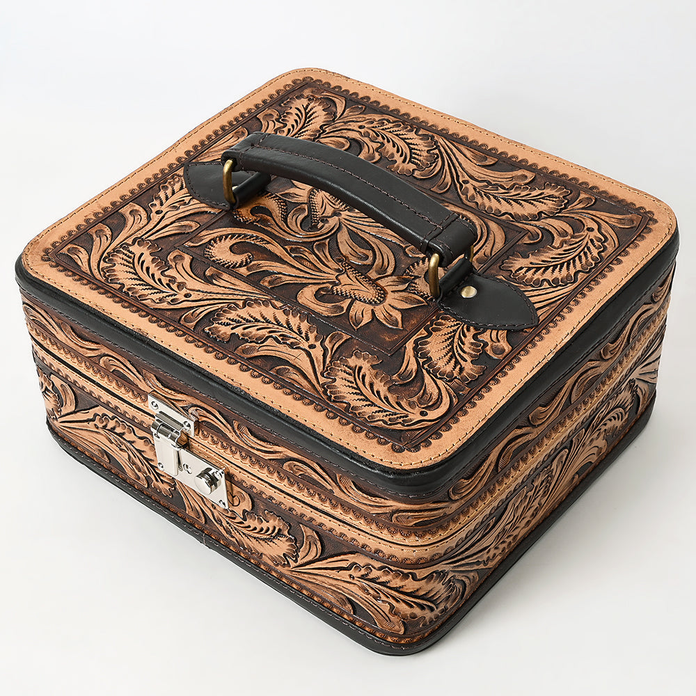American Darling Hand-Tooled Genuine Leather Jewelry Case