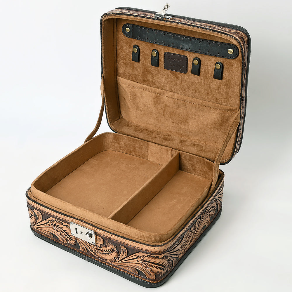 American Darling Hand-Tooled Genuine Leather Jewelry Case