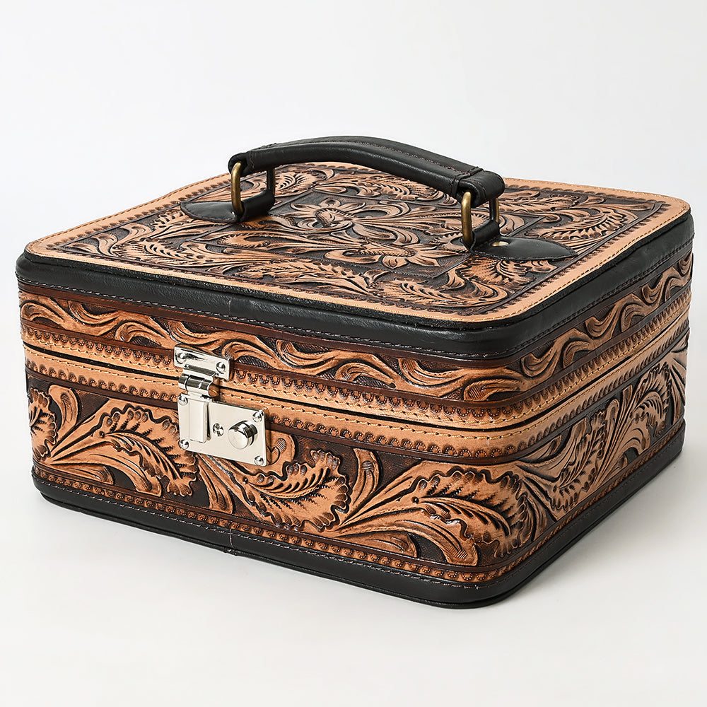 American Darling Hand-Tooled Genuine Leather Jewelry Case