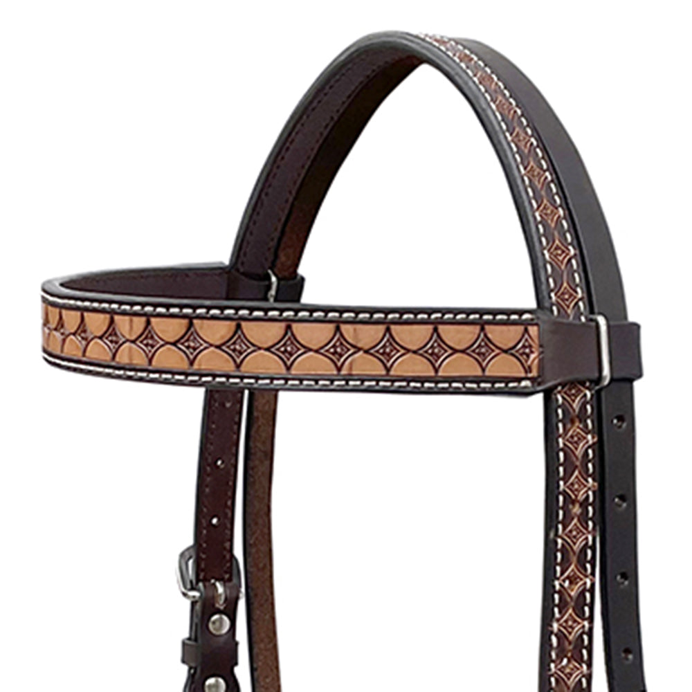 BAR H EQUINE Western Handtooled Leather Horse Headstall & Breast Collar Set | Tack