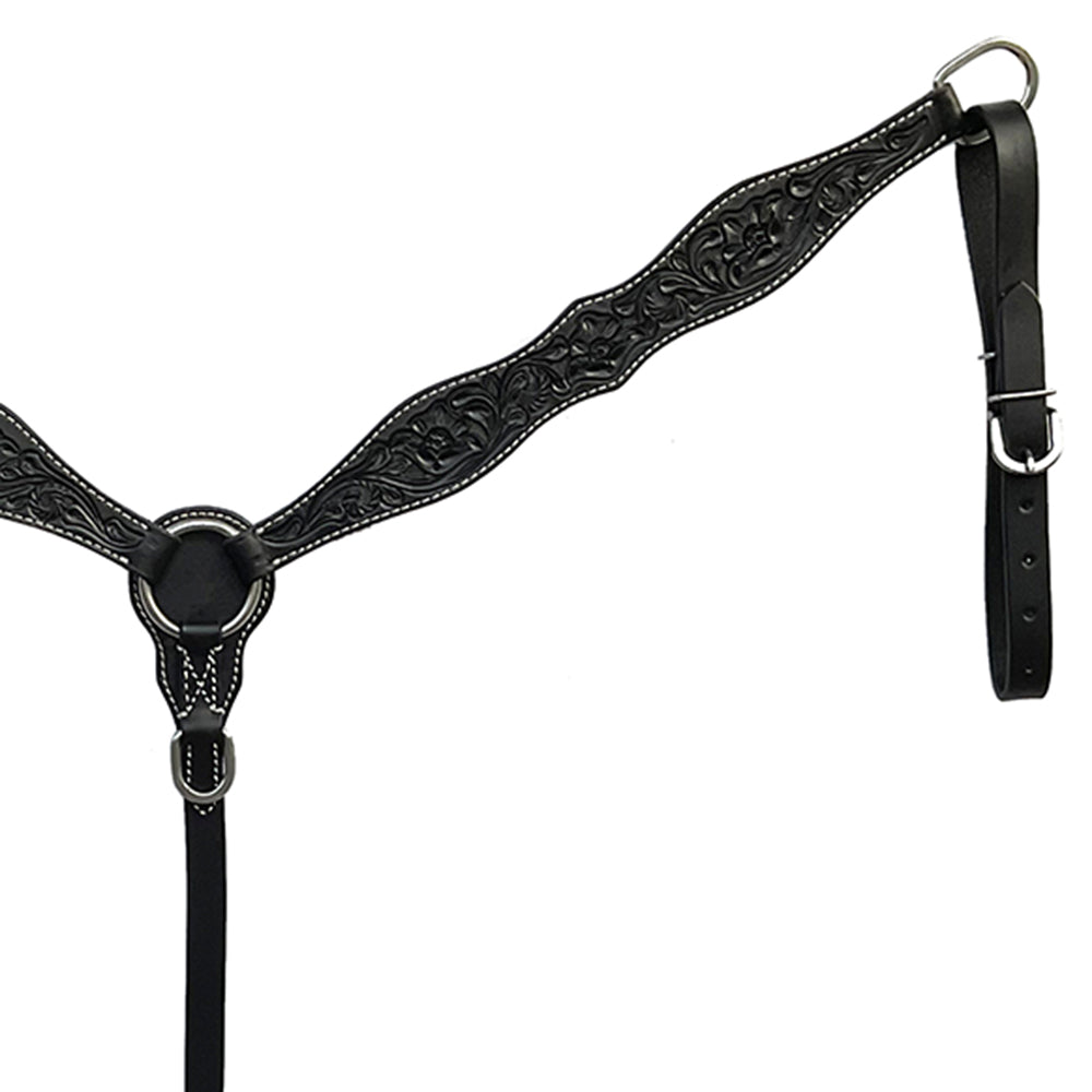 BAR H EQUINE Western Handtooled Leather Horse Headstall & Breast Collar Set | Tack