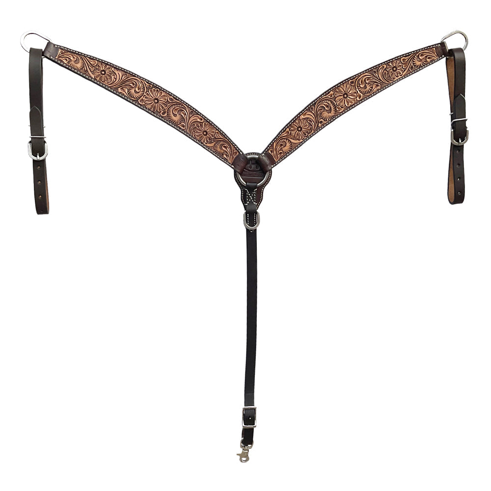 BAR H EQUINE Western Handtooled Leather Horse Headstall & Breast Collar Set | Tack