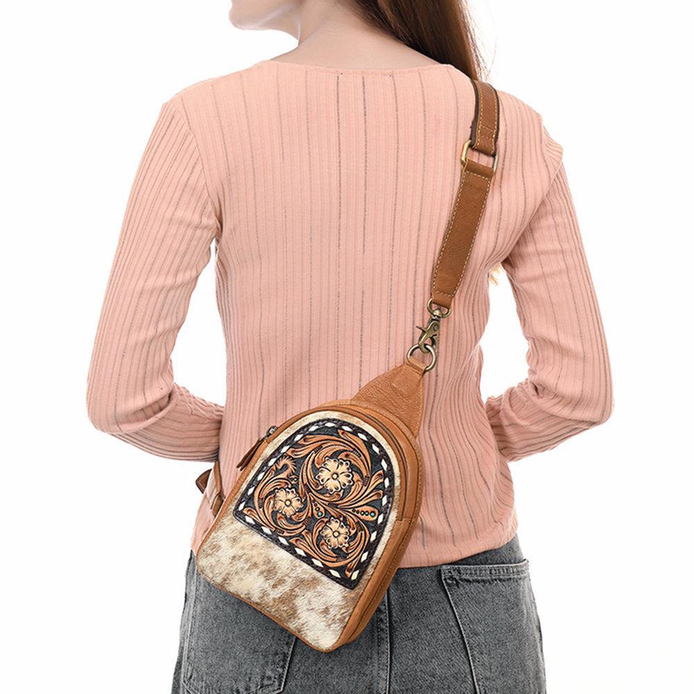 American Darling Hand-Tooled Genuine Leather Sling Bag