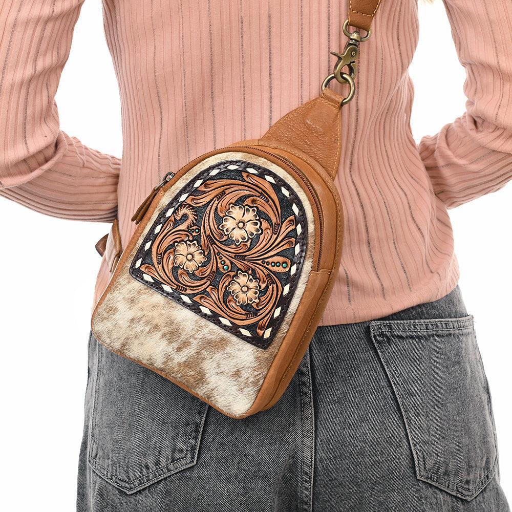 American Darling Hand-Tooled Genuine Leather Sling Bag