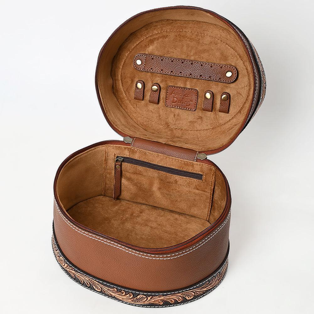 American Darling Hand-Tooled Genuine Leather Jewelry Case