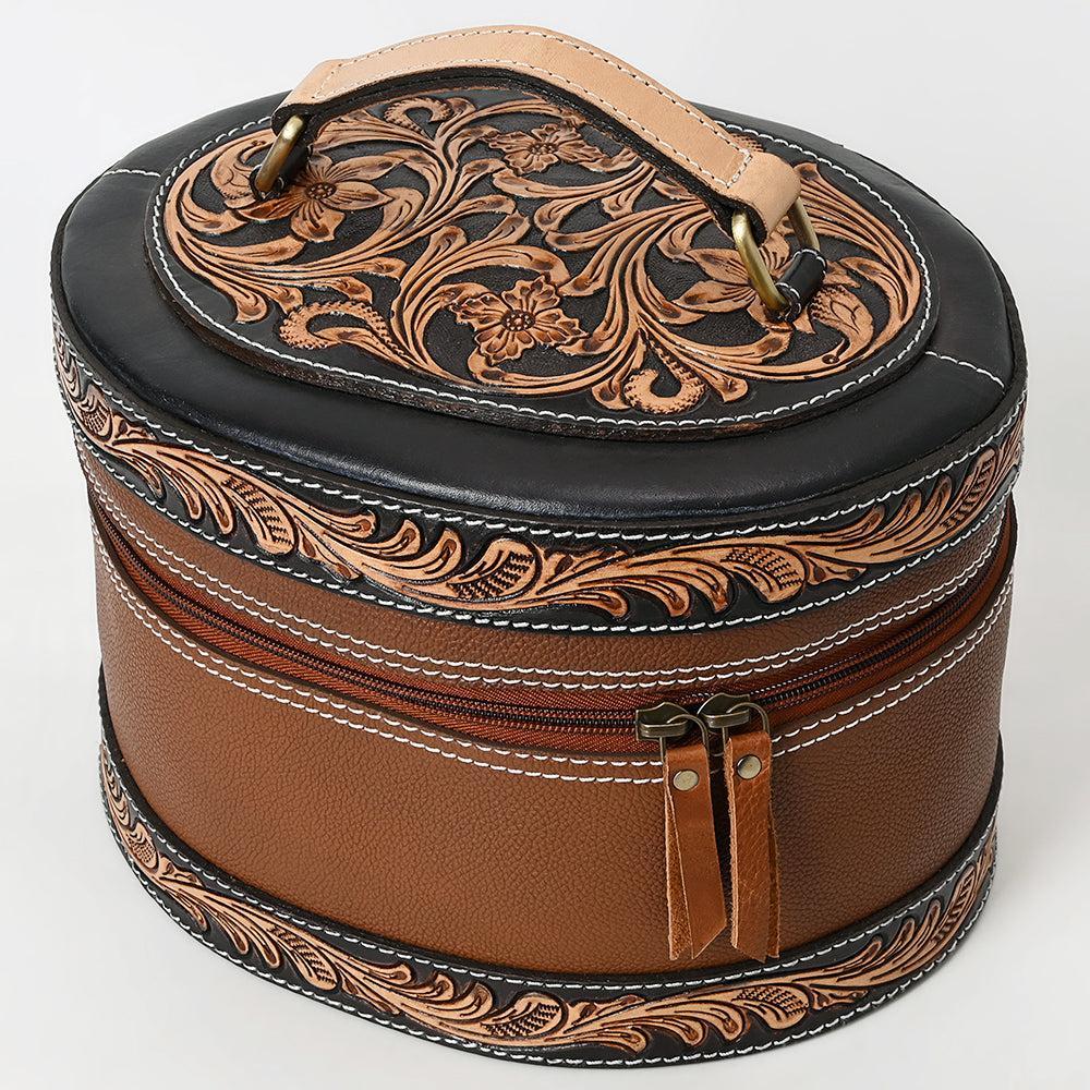 American Darling Hand-Tooled Genuine Leather Jewelry Case