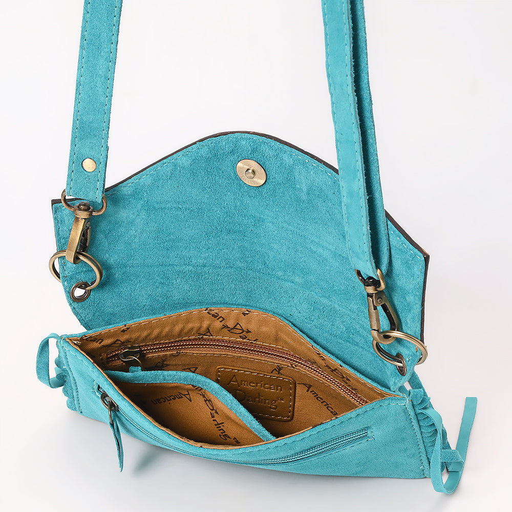 American Darling Hand Curved & Suede Bag Genuine Leather Crossbody Bag