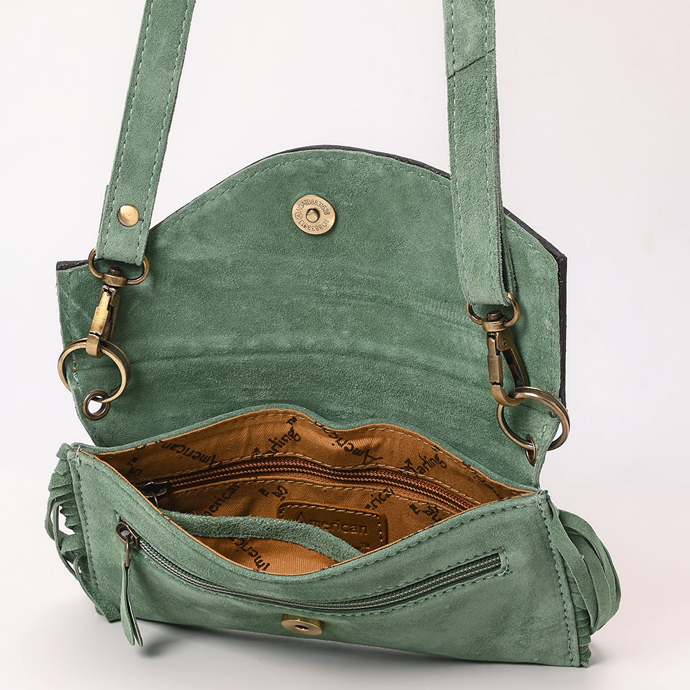 American Darling Hand Curved & Suede Bag Genuine Leather Crossbody Bag