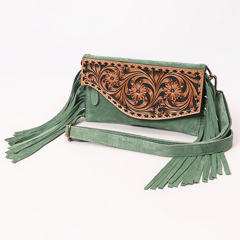 American Darling Hand Curved & Suede Bag Genuine Leather Crossbody Bag