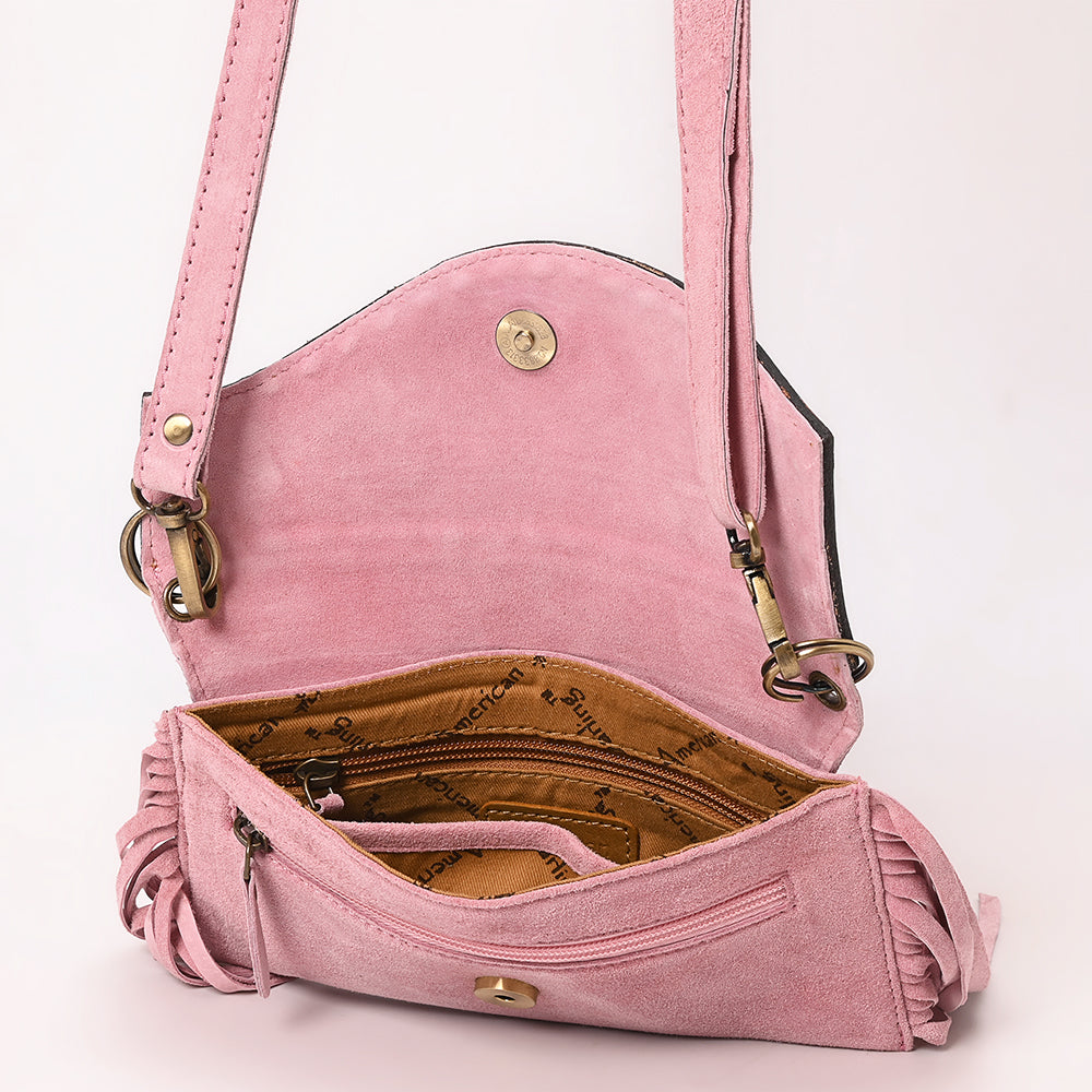American Darling Hand Curved & Suede Bag Genuine Leather Crossbody Bag