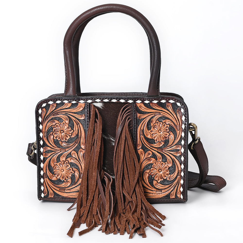 American Darling Tote Hand Tooled Hair-On Genuine Leather