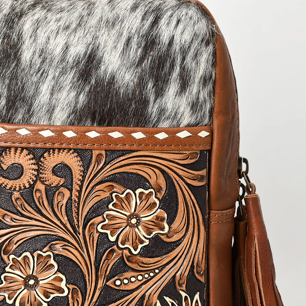 American Darling Hand-Tooled Hair-On Genuine Leather Sling Bag