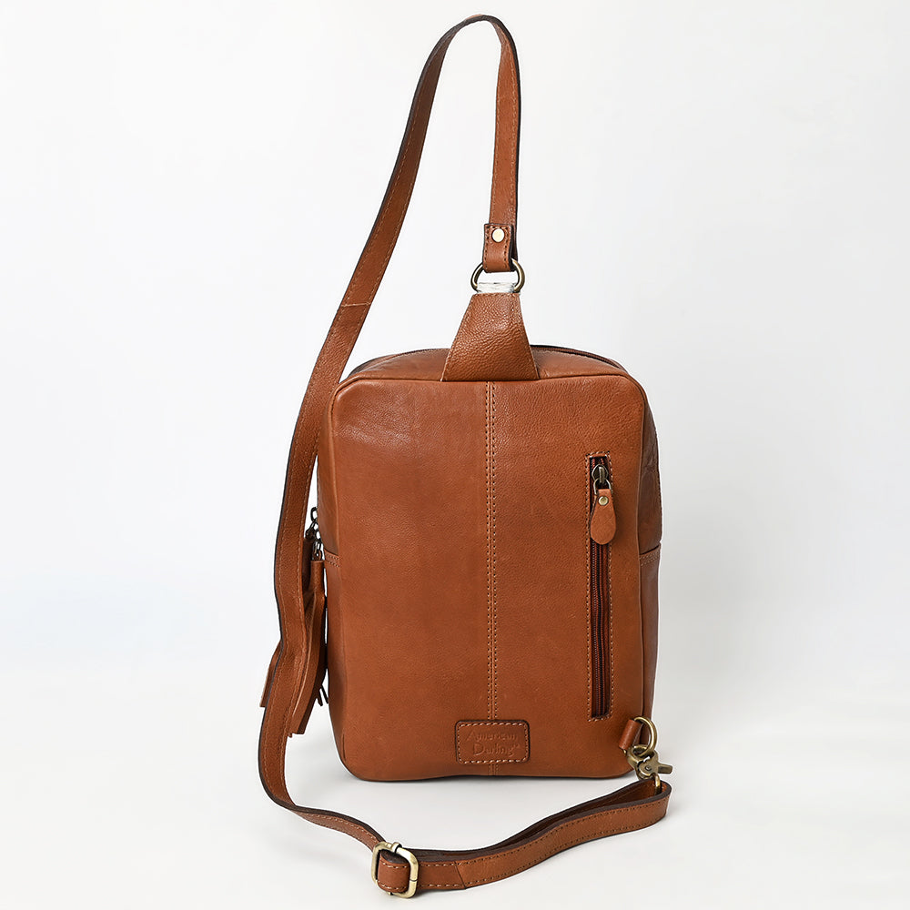 American Darling Hand-Tooled Hair-On Genuine Leather Sling Bag