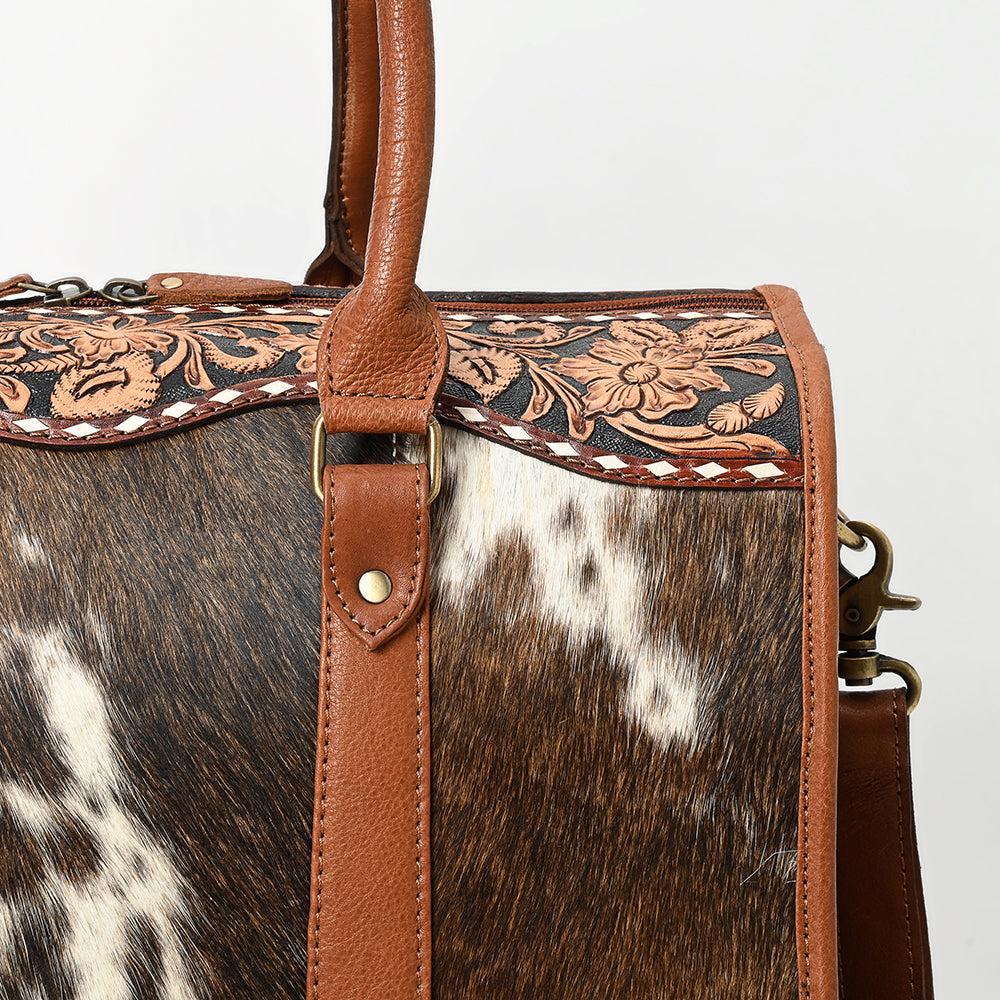 American Darling Hand-Tooled Hair-On Genuine Leather Duffel Bag