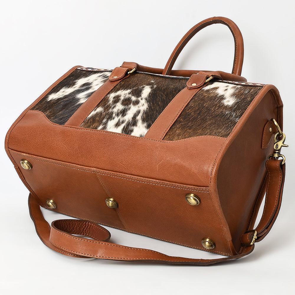 American Darling Hand-Tooled Hair-On Genuine Leather Duffel Bag