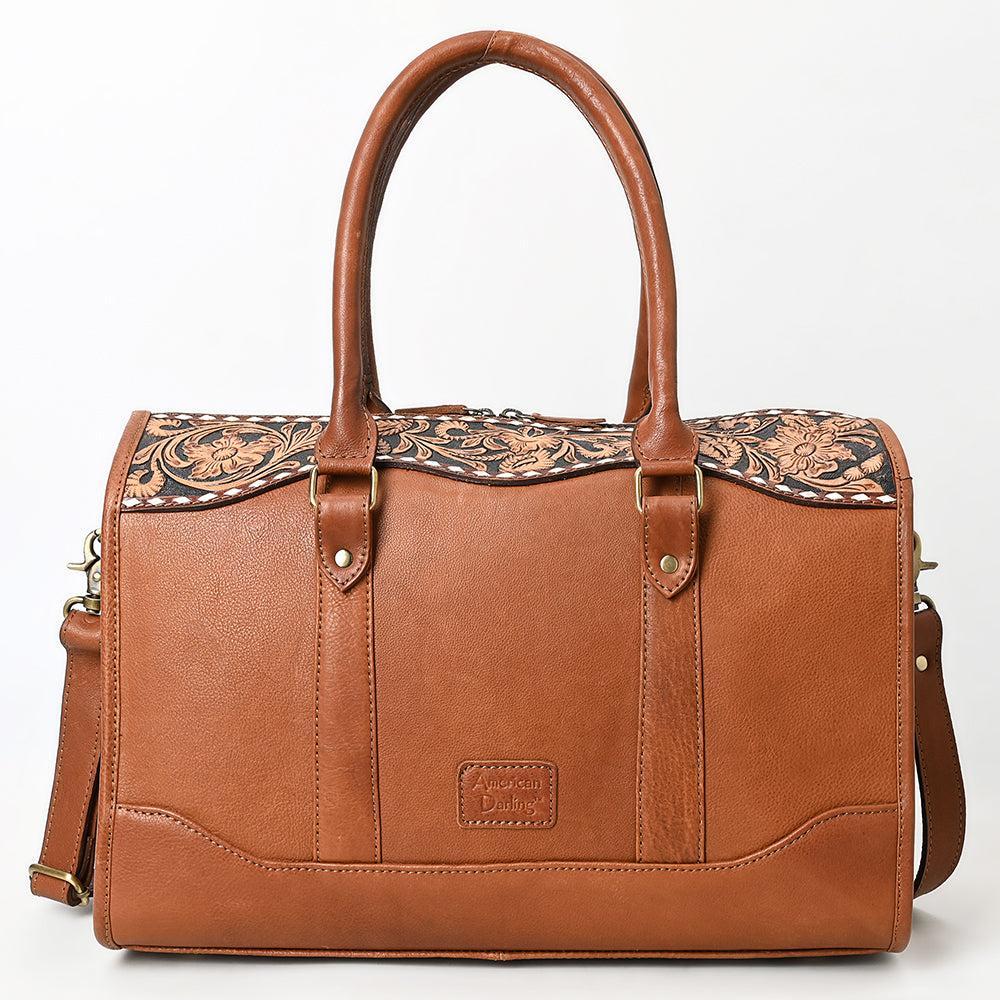 American Darling Hand-Tooled Hair-On Genuine Leather Duffel Bag