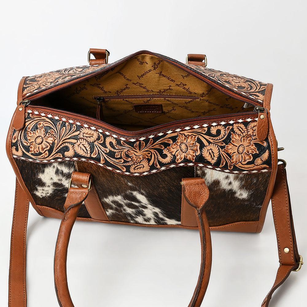 American Darling Hand-Tooled Hair-On Genuine Leather Duffel Bag