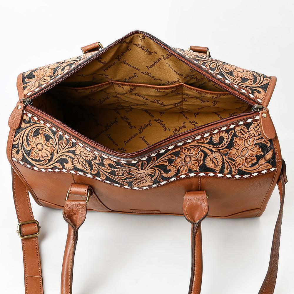 American Darling Hand-Tooled Hair-On Genuine Leather Duffel Bag