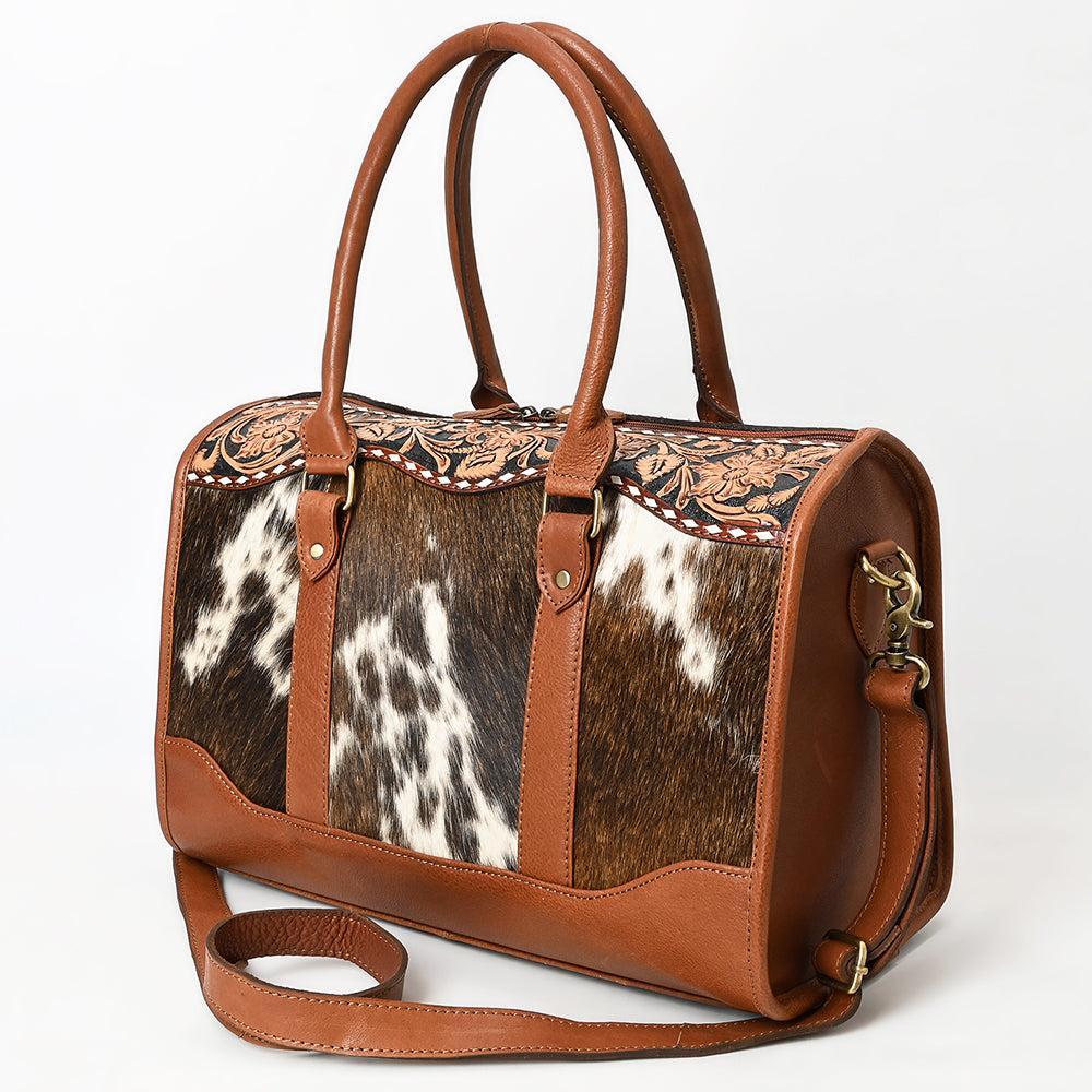 American Darling Hand-Tooled Hair-On Genuine Leather Duffel Bag