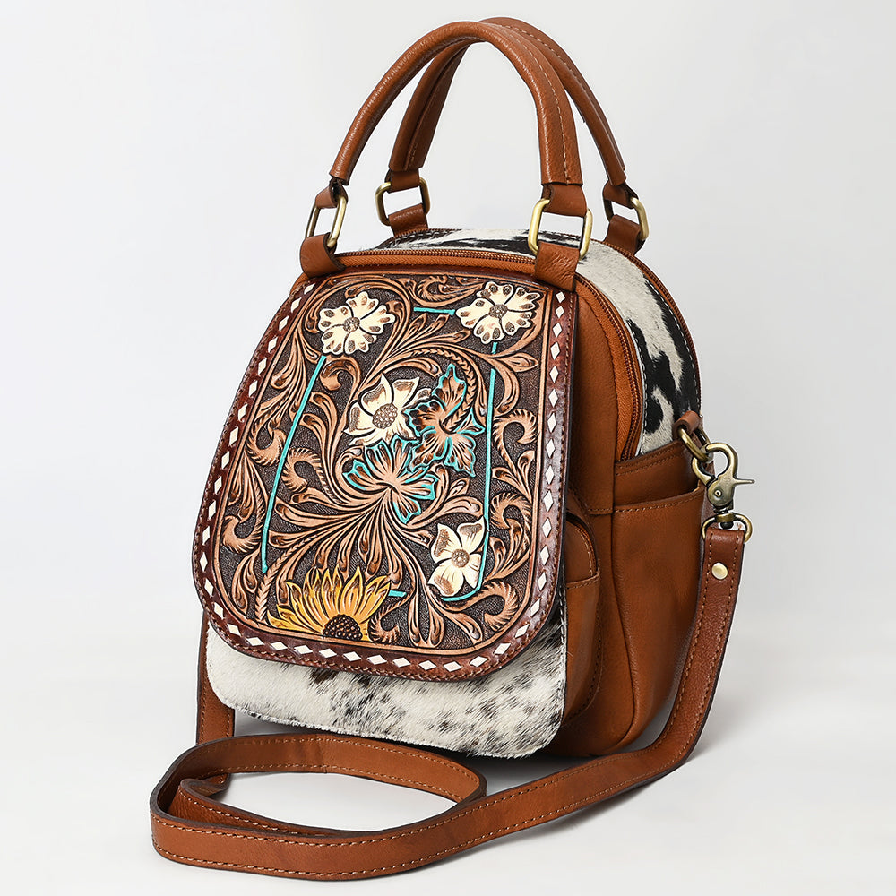 American Darling Backpack Hand Tooled Hair On Genuine Leather Women Bag Western Handbag Purse |