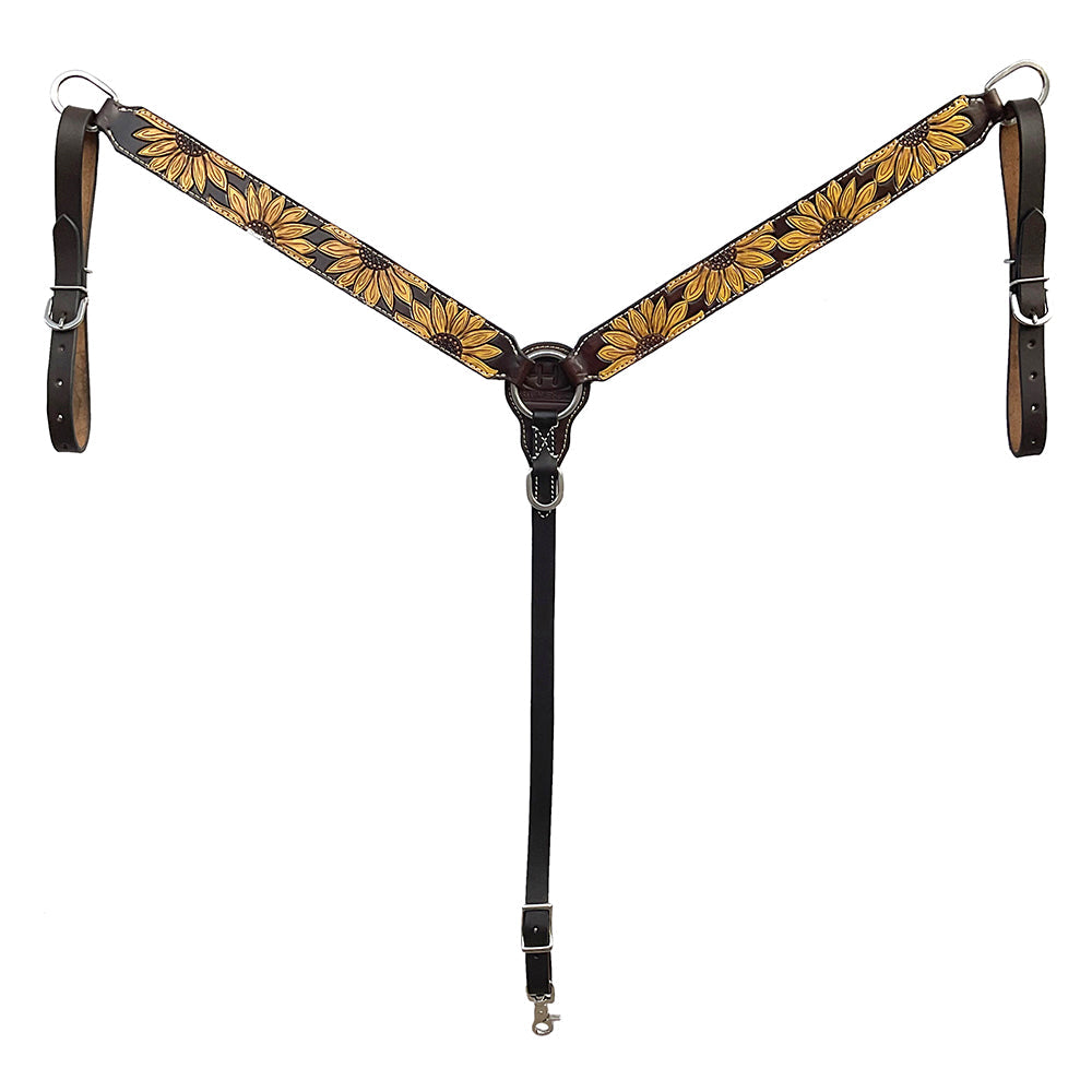 BAR H EQUINE Western Handtooled Leather Horse Headstall & Breast Collar Set | Tack